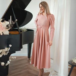 Rochie Cloe din Crep - Model Clos & Mâneci Bufante - Eleganță Modernă