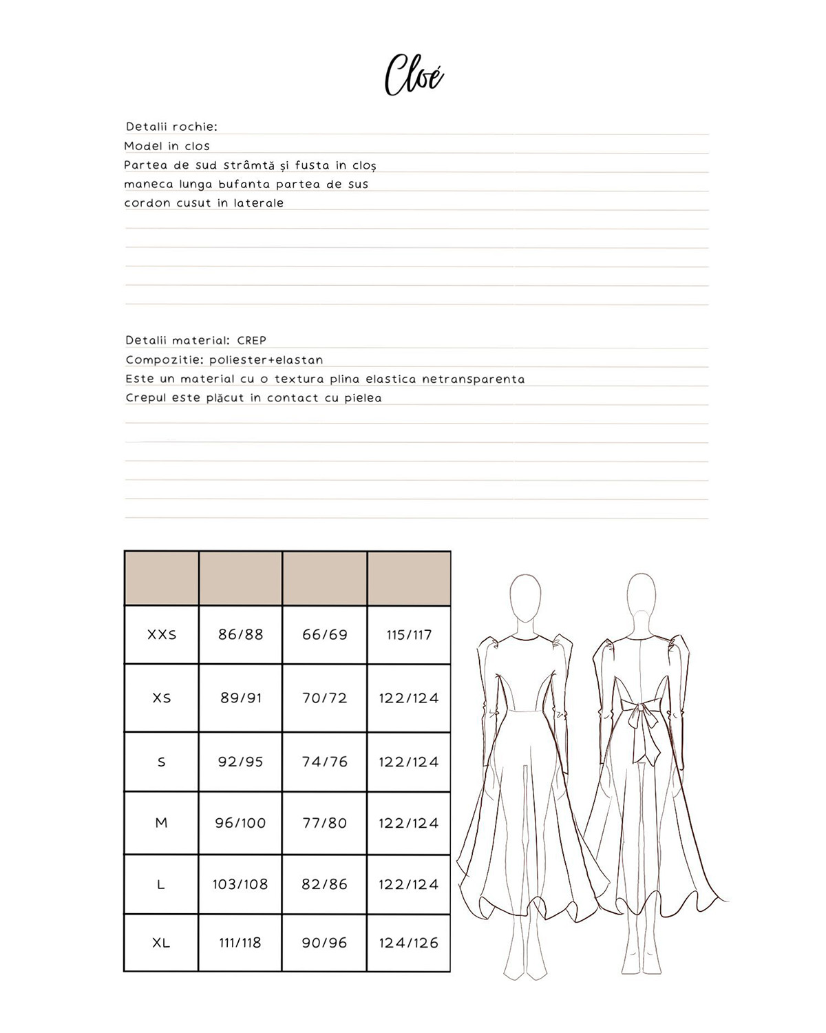 Rochie Cloe din Crep - Model Clos & Mâneci Bufante - Eleganță Modernă - imagine 7