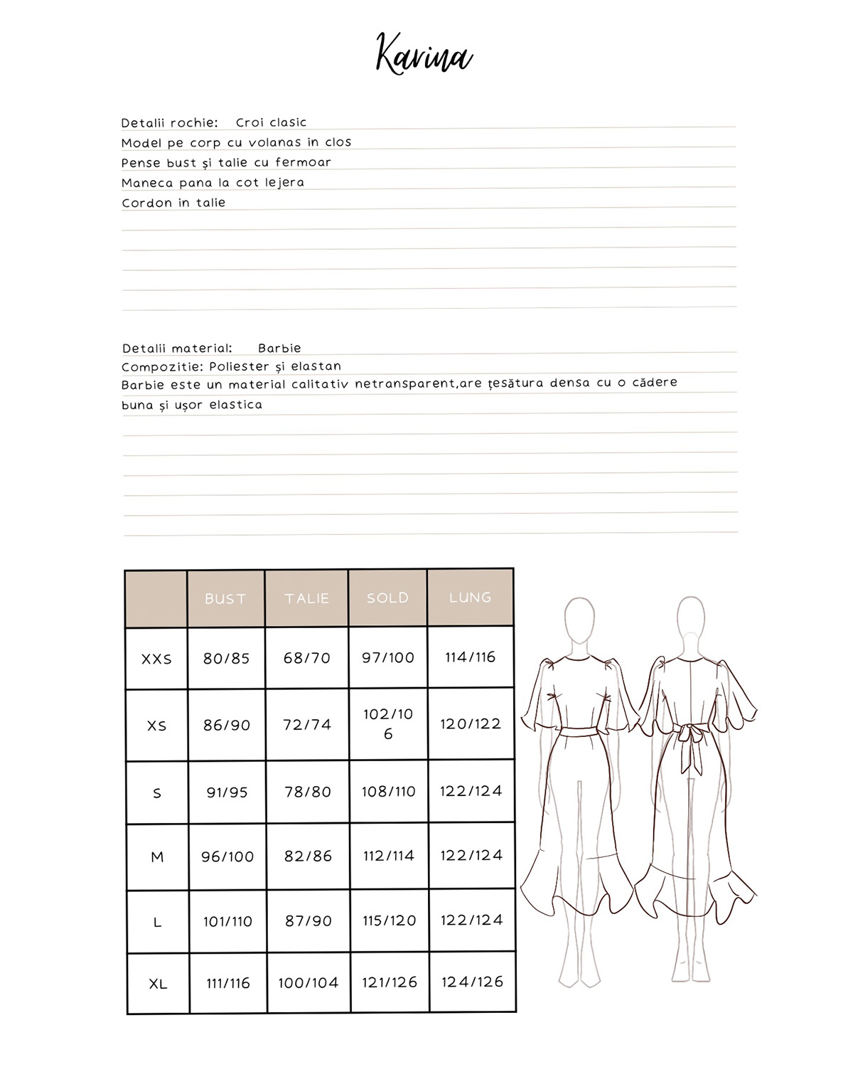 Rochie Karina din Barbie - Croi Clasic, Fustă Evazată cu un volan in clos & Mâneci Fluture - imagine 13